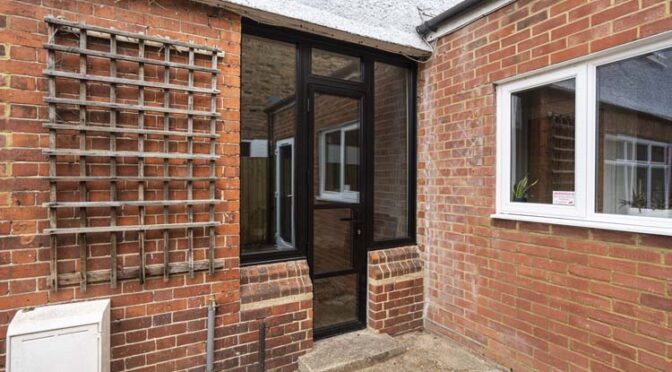 Black Steel Look Single Patio Door with Side Windows in Maidenhead