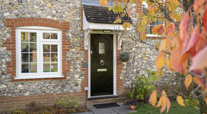 Black and White, Tudor Style Front Door, for Charles Church House, Bagshot