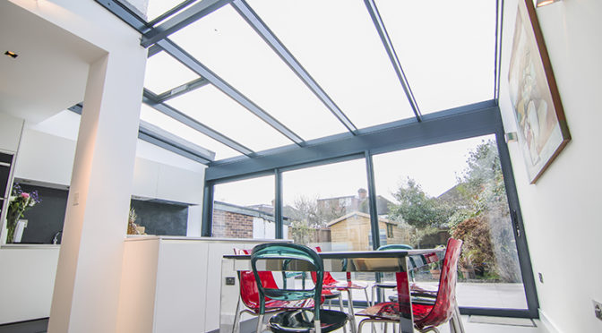 Contemporary Aluminium Conservatory, Glazed Glass Extension, Kingston, Surrey