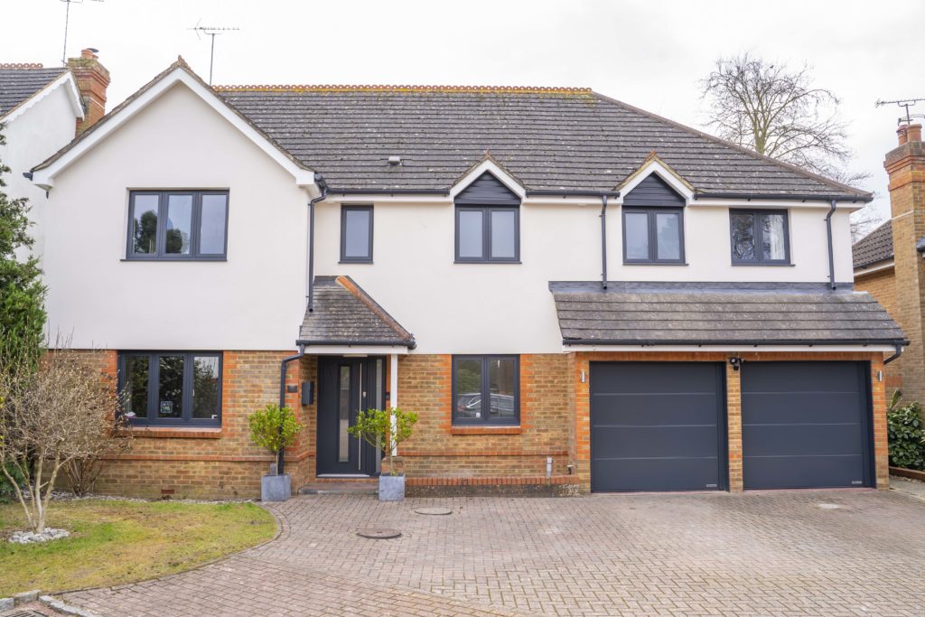 Cream Rendered House with Grey Windows – Halo Flush uPVC, Finchampstead