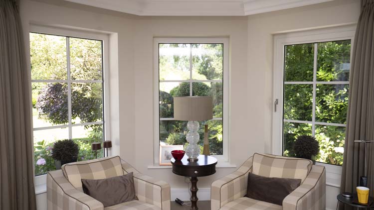 Energy-efficient windows with low U-values in a modern home