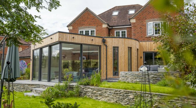 Frameless Sliding Patio Doors for Cladded Single Storey Rear Extension, Thatcham