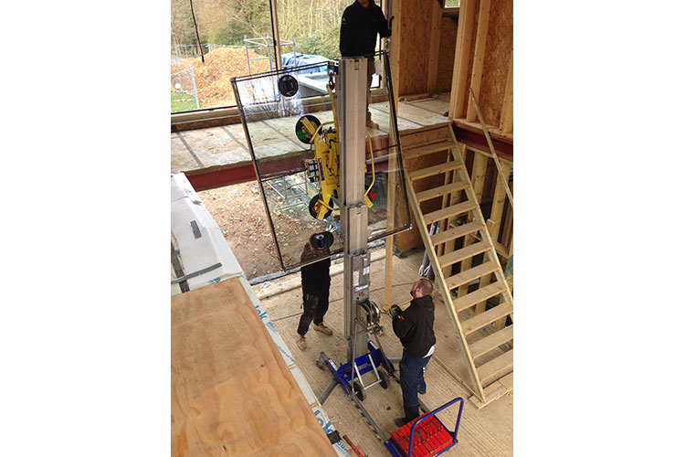 Glassmax Hoist and Vacuum lifter to lift large Internorm windows and doors for a New Build in Hemel Hempstead