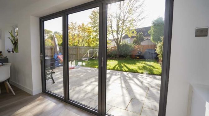Grey Bifold Doors for Kitchen Extension, Wokingham