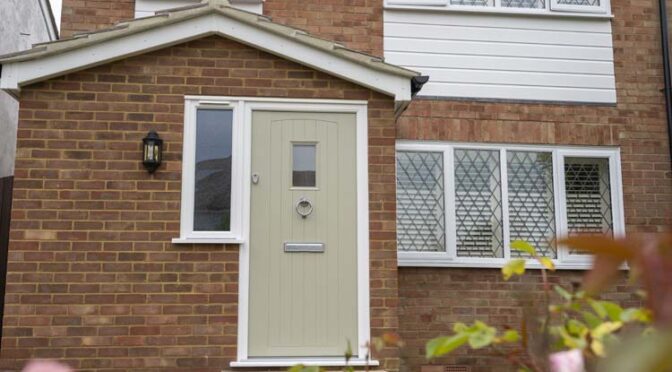Grey Composite Front Door for New Brick Enclosed Porch, Wokingham