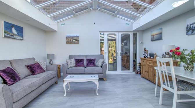 Livin Room Orangery with Double Glazing Windows, French Door and Roof Lantern, Ascot, Berkshire