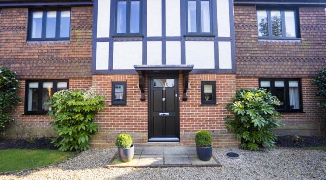 Modern Black uPVC Windows, Replace Traditional Rosewood Leaded, Ascot