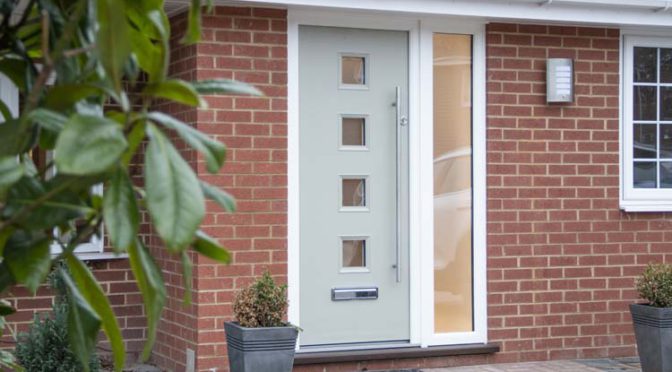 Modern Grey Front Door with Side Panel, Apeer 70, Wokingham