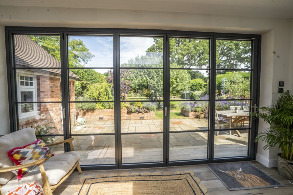 Modern aluminium bifold doors installed in a home extension