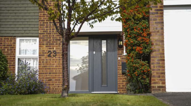 Slate Grey Composite Front Door with Side Panel, Marlow