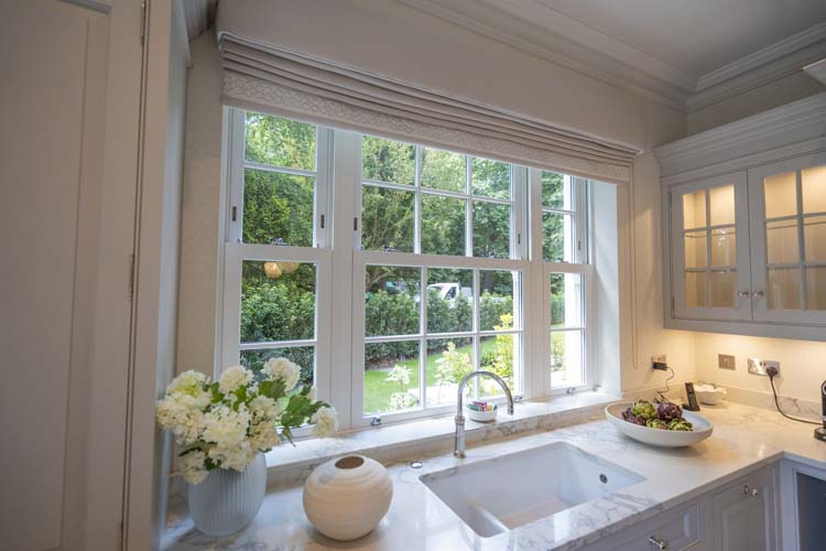 Sliding sash kitchen windows in modern home