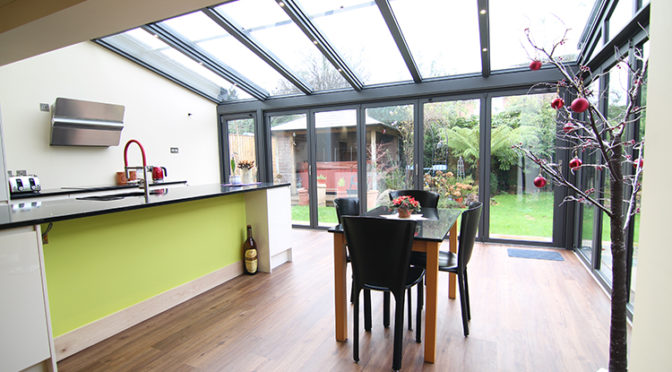 Solarlux Wintergarden, Solarlux SL 60e Bi-Folding Doors, Akzent Plus Roof, Southampton