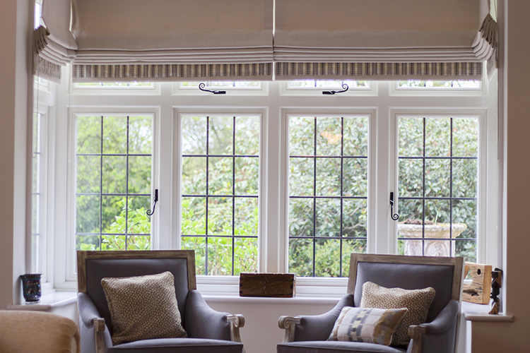 Energy-efficient windows with low U-values in a modern home