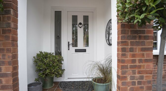 Traditional White Front Door with Black Furniture, Apeer 70 Rowton, Farnborough