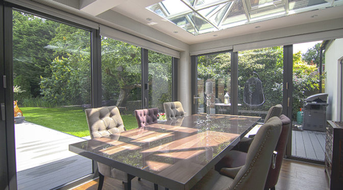 Orangery with Solarlux SL 60e Bi-Folding Doors and Lantern Roof, Sandhurst, Berkshire