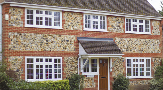 White Grained Rustique Windows with Georgian Bars and Apeer Oak Front Door, Wokingham, Berkshire