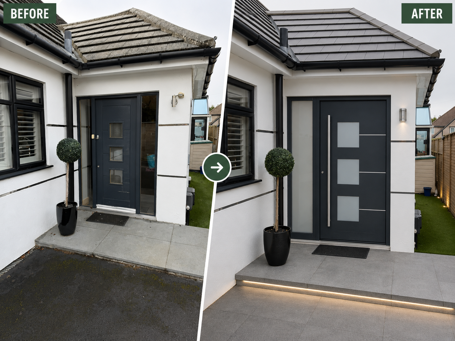 before and after front door visu