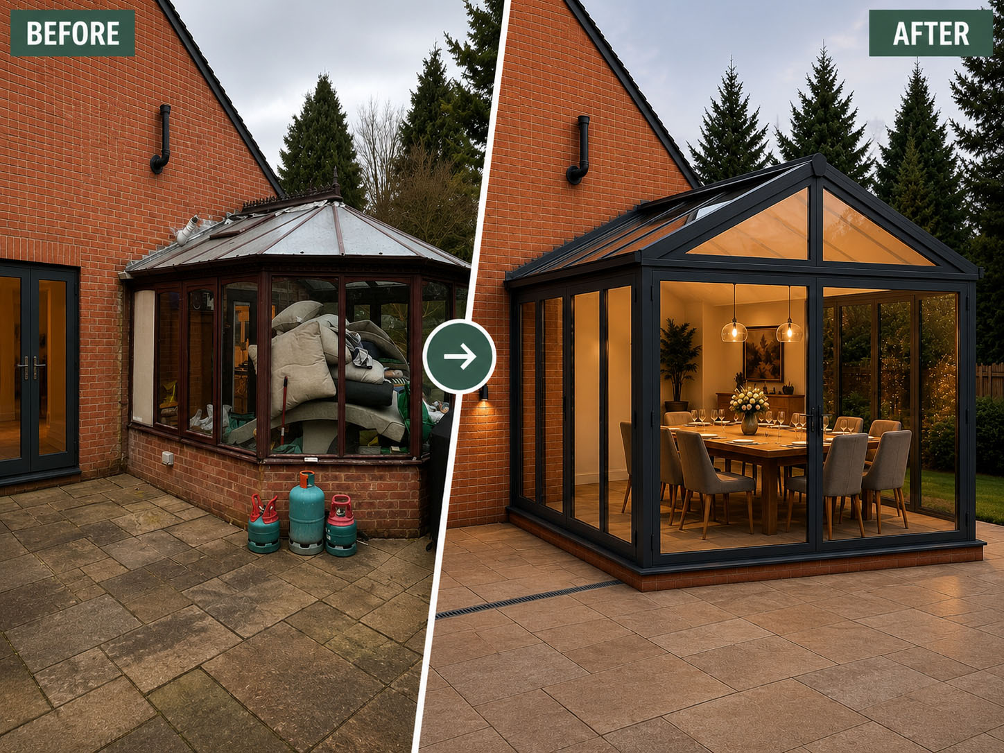 before and after photorealistic visualisations